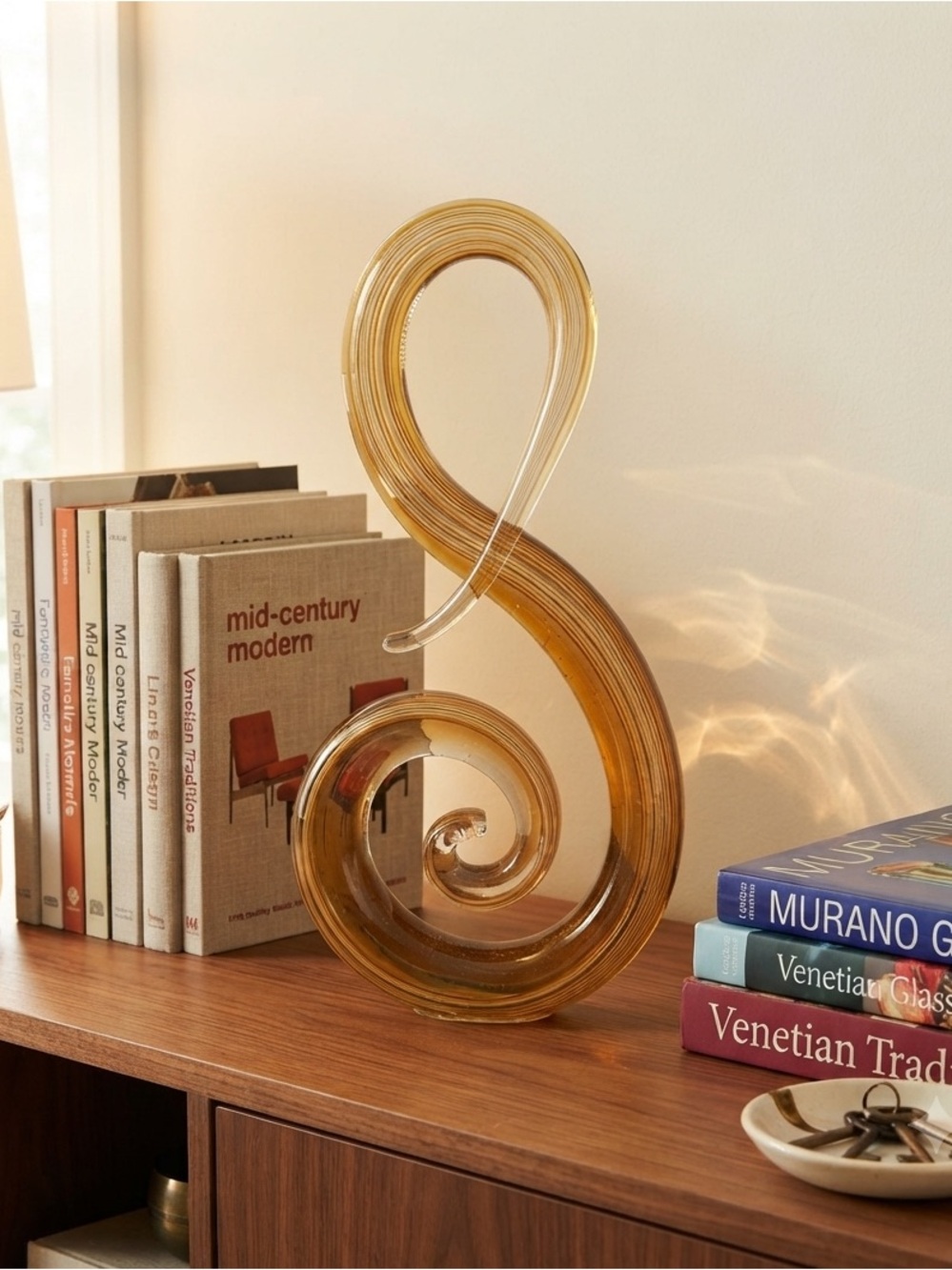 Elegant Gold Glass Art Sculpture 10“